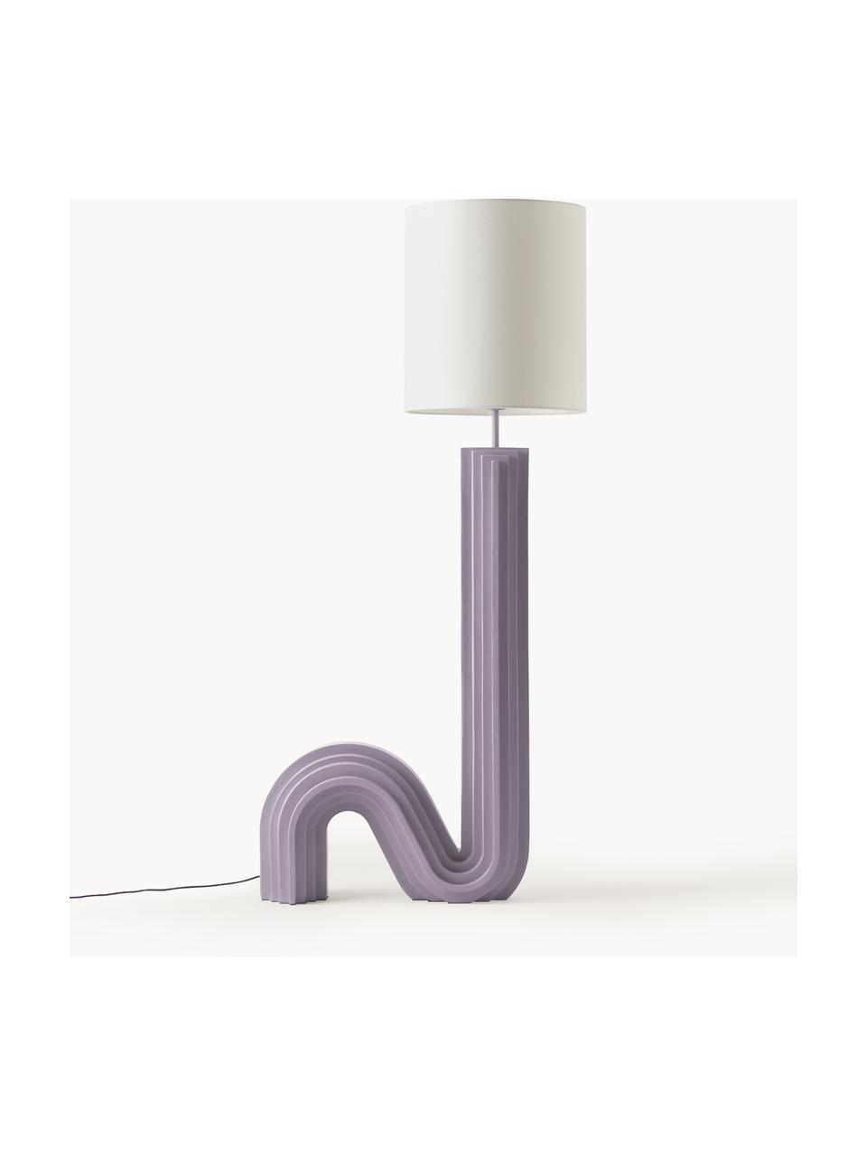 Lampada da terra di design Luomo, Paralume: tessuto di lino, Bianco latte, lavanda, Alt. 153 cm