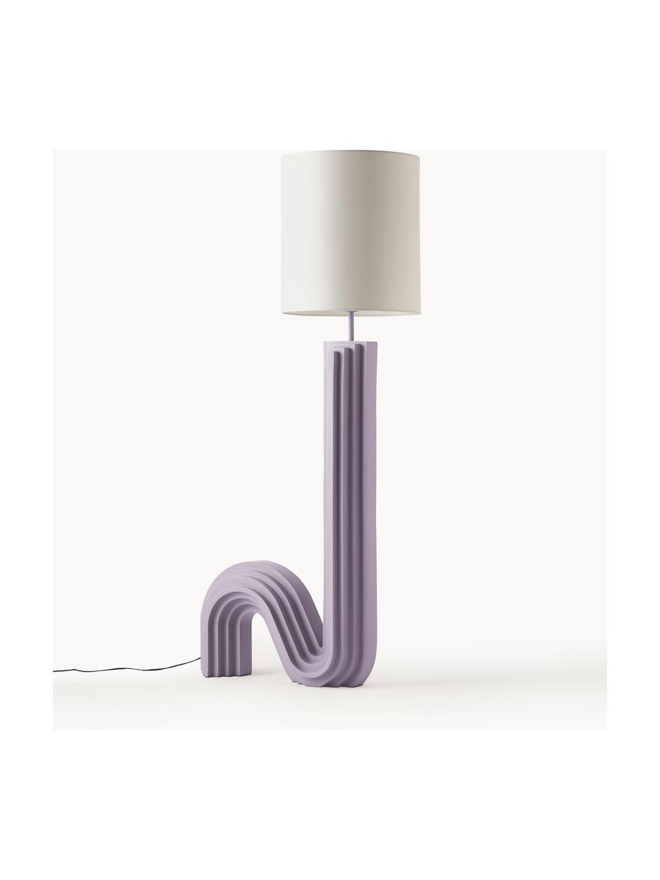 Lampada da terra di design Luomo, Paralume: tessuto di lino, Bianco latte, lavanda, Alt. 153 cm