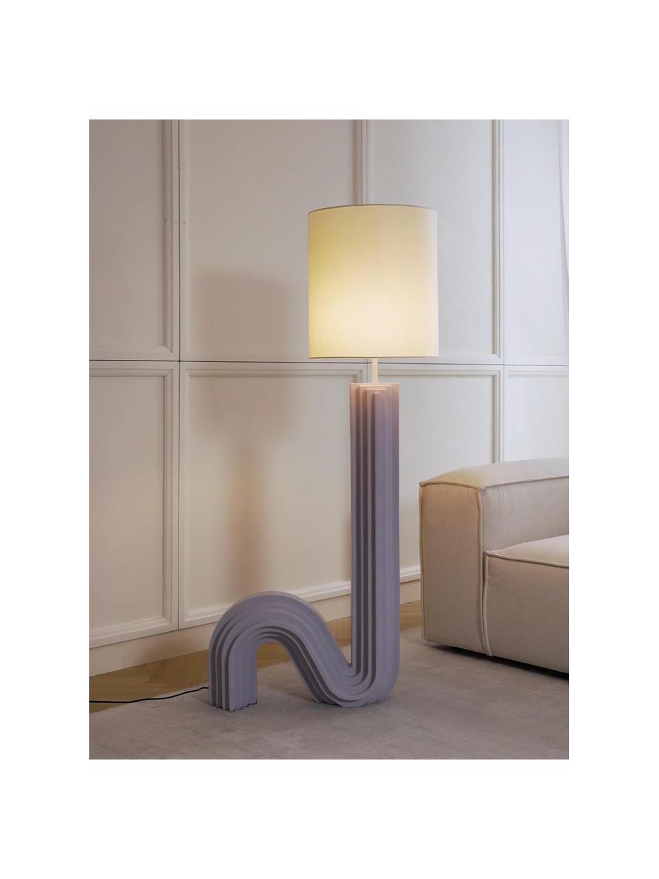 Design Stehlampe Luomo, Lampenschirm: Leinenstoff, Off White, Lavendel, H 153 cm