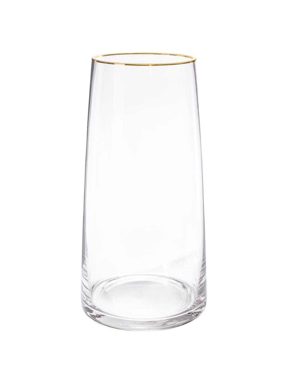 Vase en verre soufflé bouche Myla, Verre, Transparent, couleur dorée, Ø 14 x haut. 28 cm