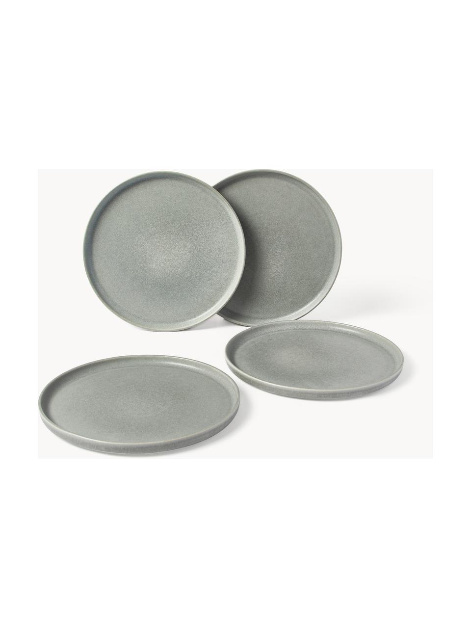 Vajilla artesanal Pam, 4 comensales (12 pzas.), Cerámica de gres, Gris claro brillante, 4 comensales (12 pzas.)