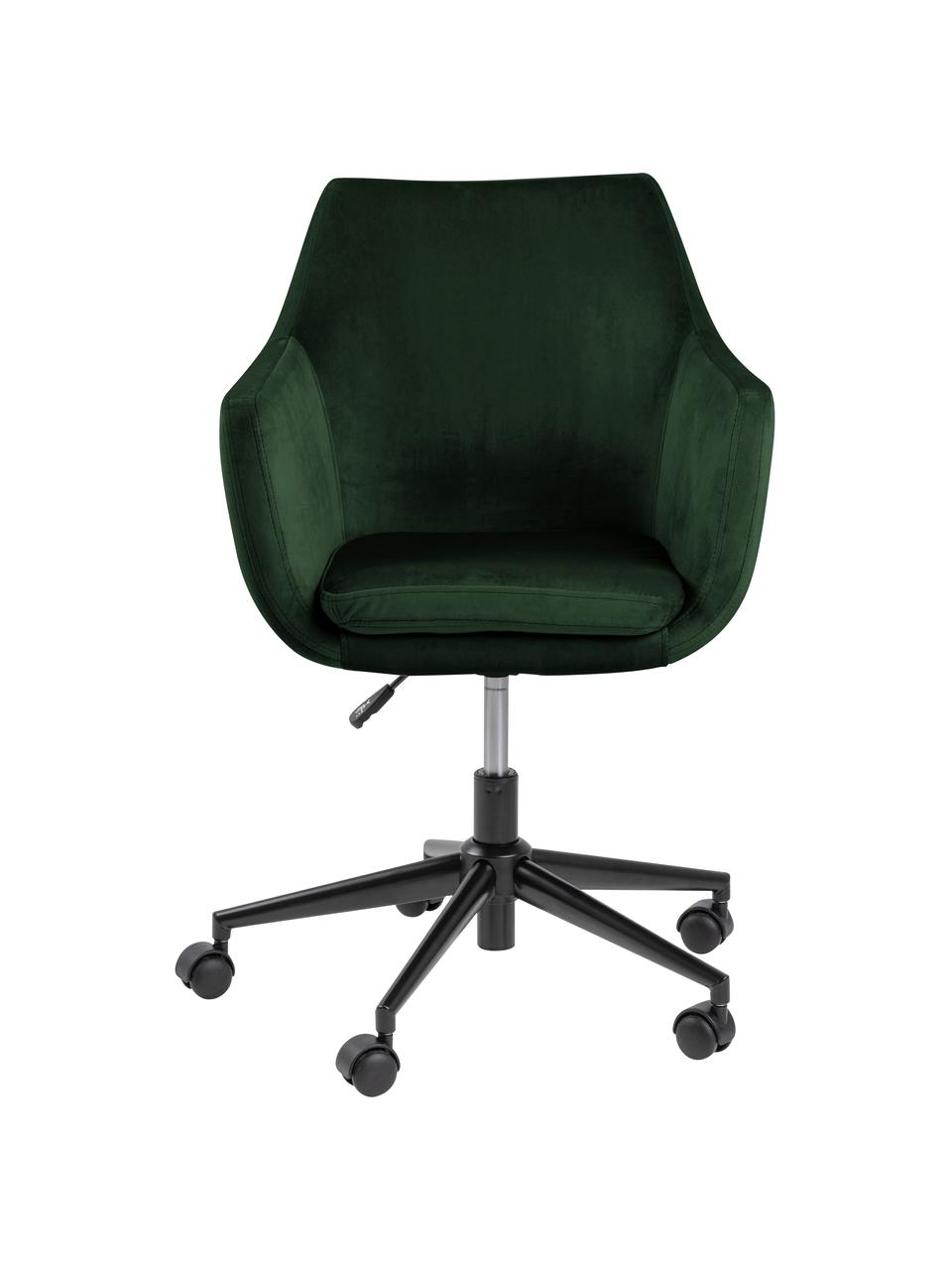 Krzesło biurowe z aksamitu Nora, obrotowe, Tapicerka: poliester (aksamit) 25 00, Stelaż: metal malowany proszkowo, Leśny zielony aksamit, S 58 x G 58 cm