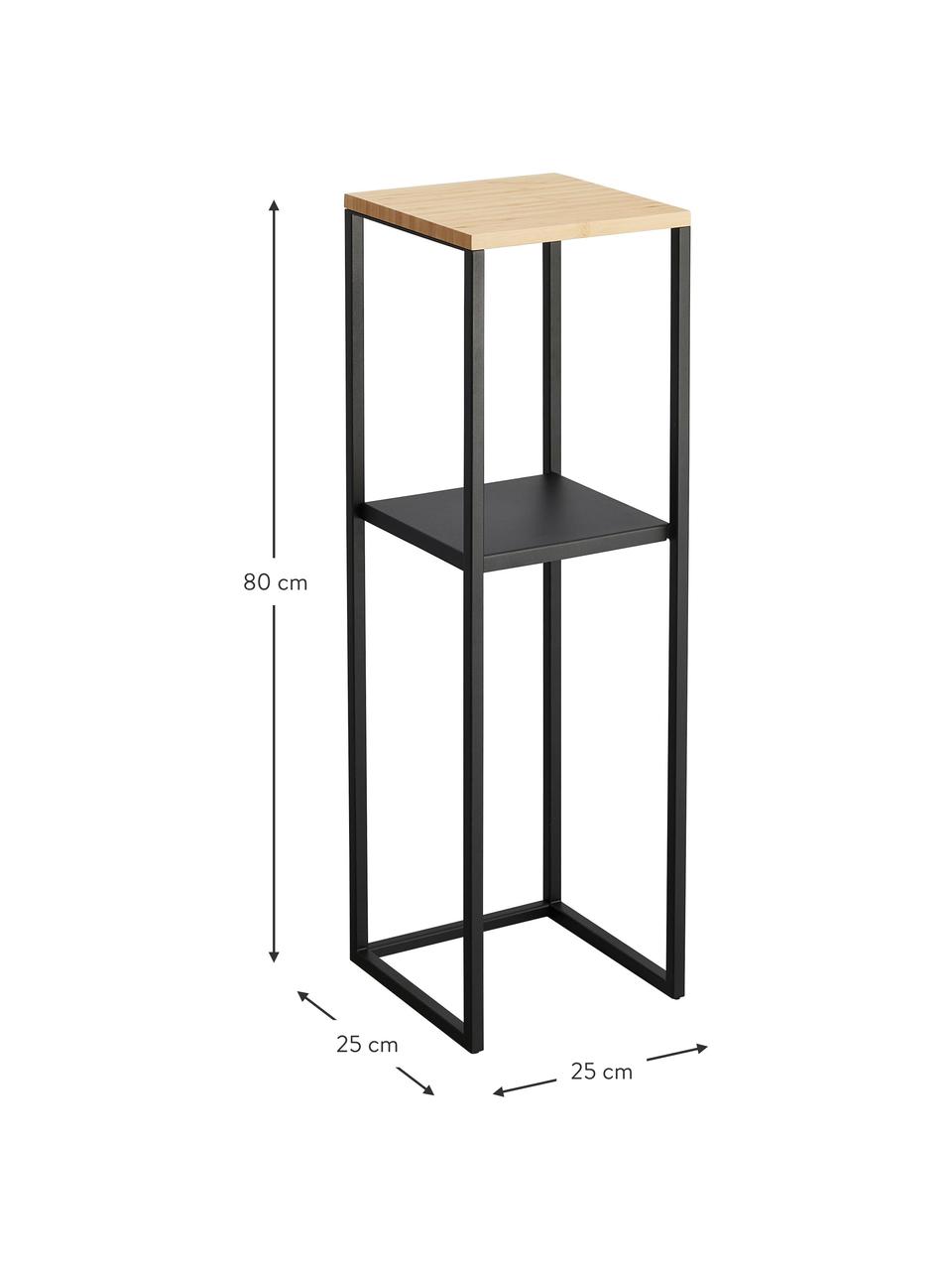Étagère avec plateau en bambou Tower, Noir, larg. 80 x prof. 25 cm