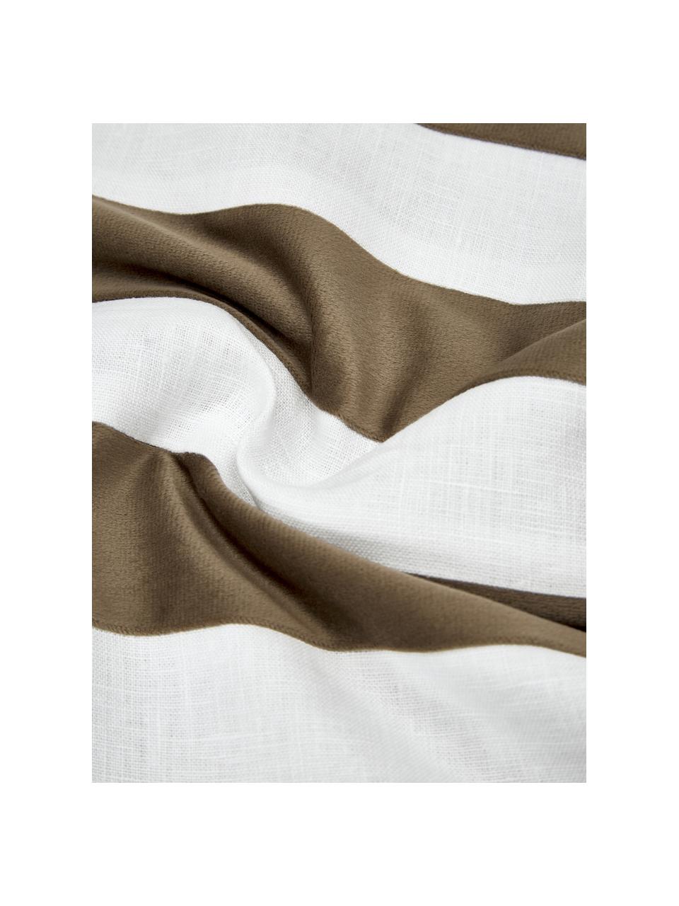 Kussenhoes Maui van een fluweel-linnen mix in taupe/wit, Taupe, wit, B 45 x L 45 cm