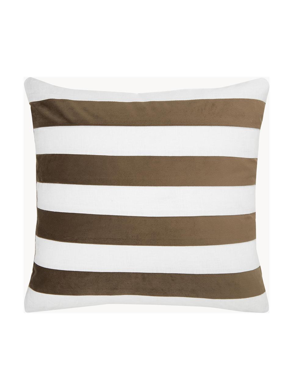 Housse de coussin 45x45 en lin et velours Maui, Beige, blanc, larg. 45 x long. 45 cm