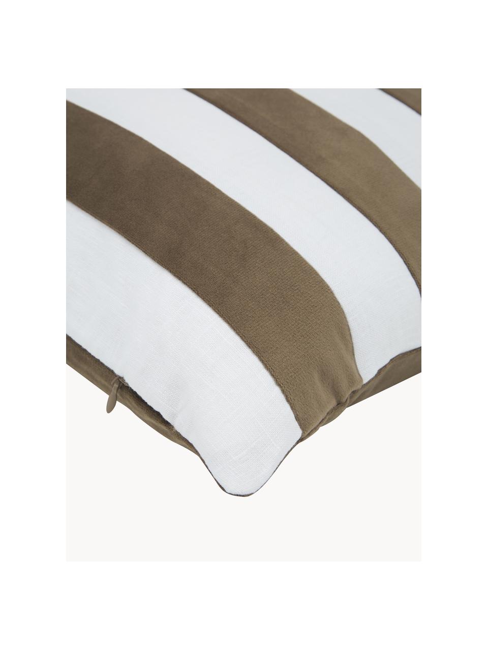 Poszewka na poduszkę z aksamitu i lnu Maui, Beżowy, biały, S 45 x D 45 cm