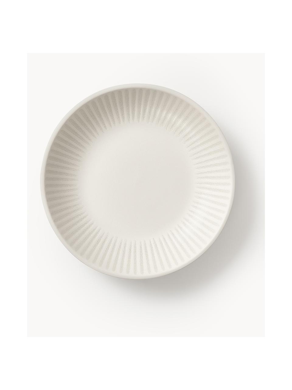 Serviesset Zabelle met streepversiering, 4 personen (12-delig), Keramiek, Gebroken wit, lichtbeige, Set met verschillende maten