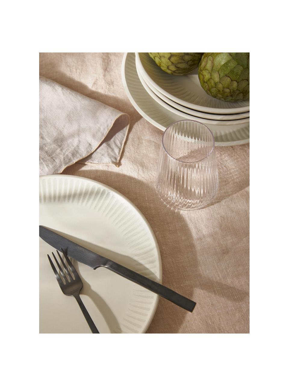 Serviesset Zabelle met streepversiering, 4 personen (12-delig), Keramiek, Gebroken wit, lichtbeige, Set met verschillende maten