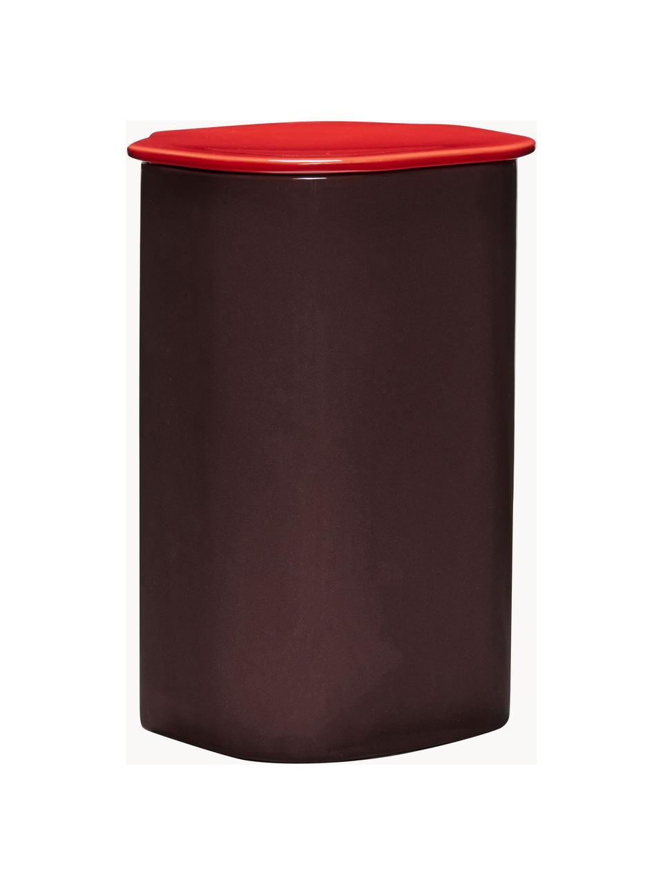 Boîte de rangement artisanal Amare, Poudre de roche, Prune, rouge, Ø 17 x haut. 26 cm