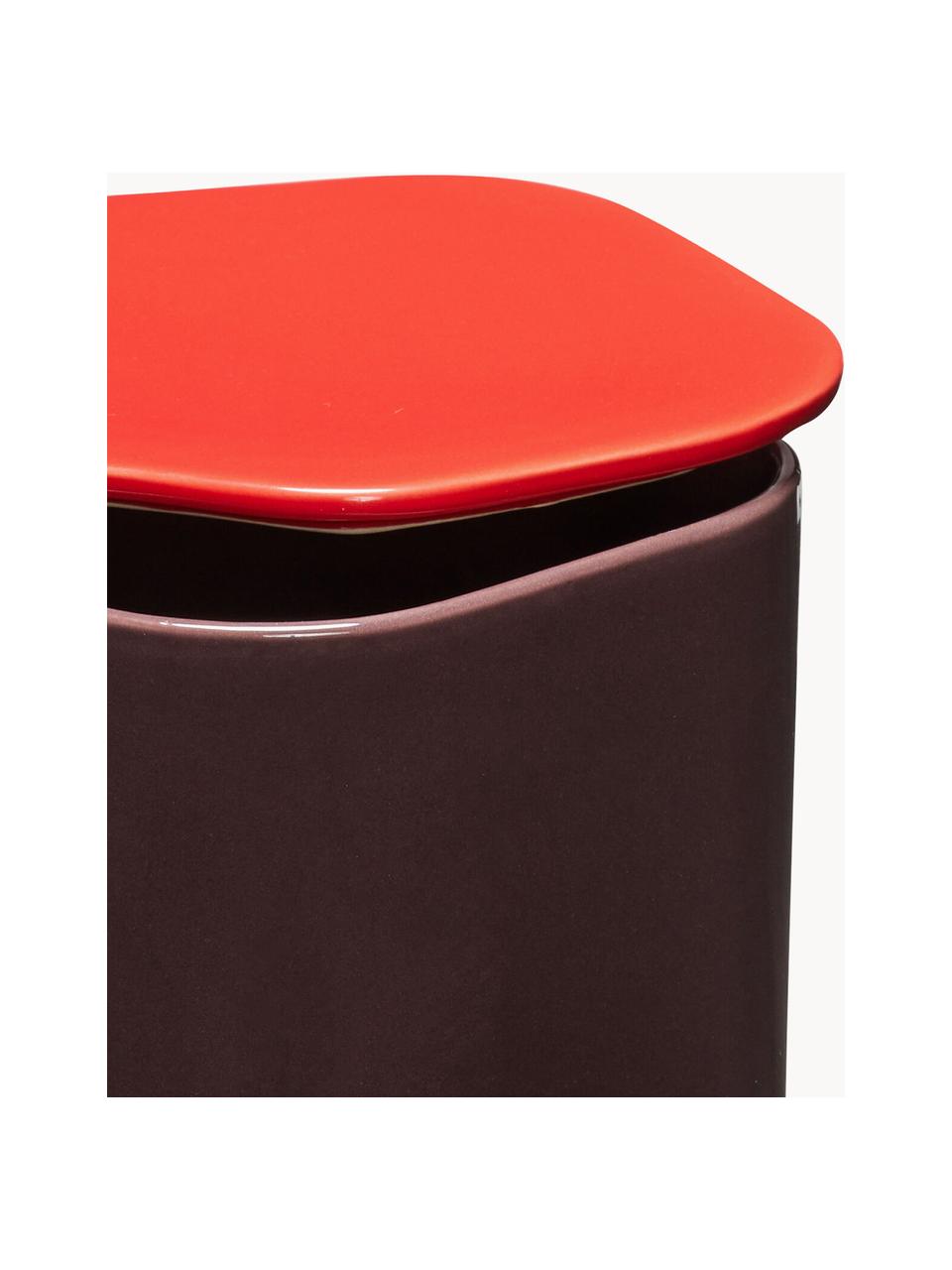 Boîte de rangement artisanal Amare, Poudre de roche, Prune, rouge, Ø 17 x haut. 26 cm