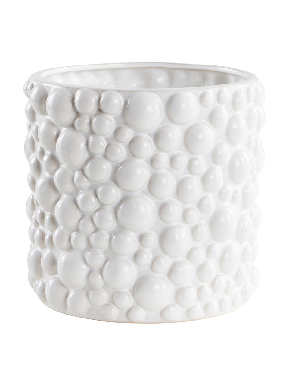 Macetero artesanal de cerámica Zio, Cerámica, Blanco, Ø 22 x Al 21 cm