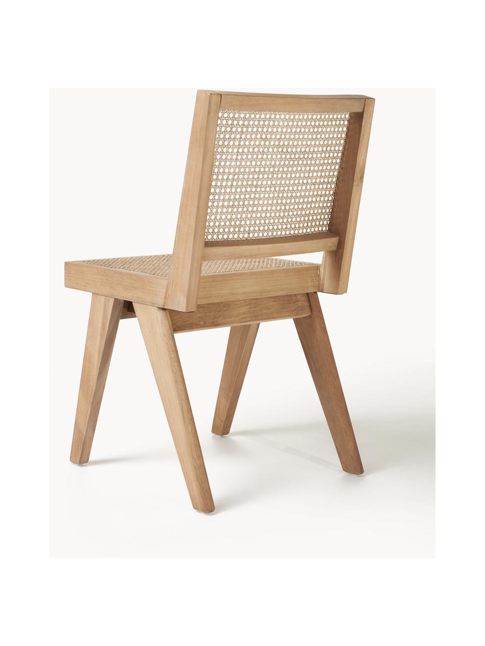 Silla de madera con tejido vienés Sissi, Estructura: madera de roble maciza, Madera de roble clara, beige claro, An 46 x F 56 cm