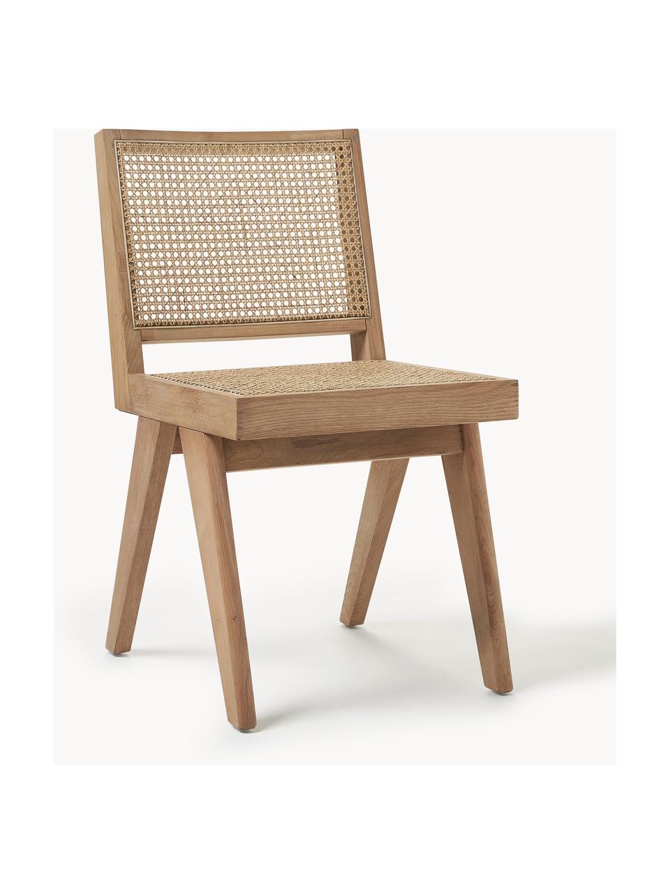 Silla de madera con tejido vienés Sissi, Estructura: madera de roble, Madera de roble clara, beige claro, An 46 x F 56 cm