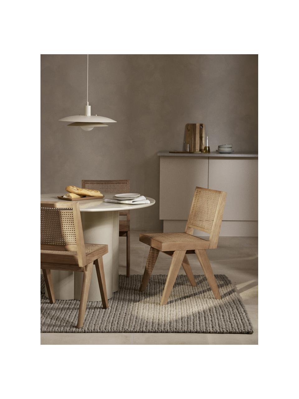 Houten stoel Sissi met Weens vlechtwerk, Frame: massief eikenhout, Licht eikenhout, lichtbeige, B 46 x D 56 cm