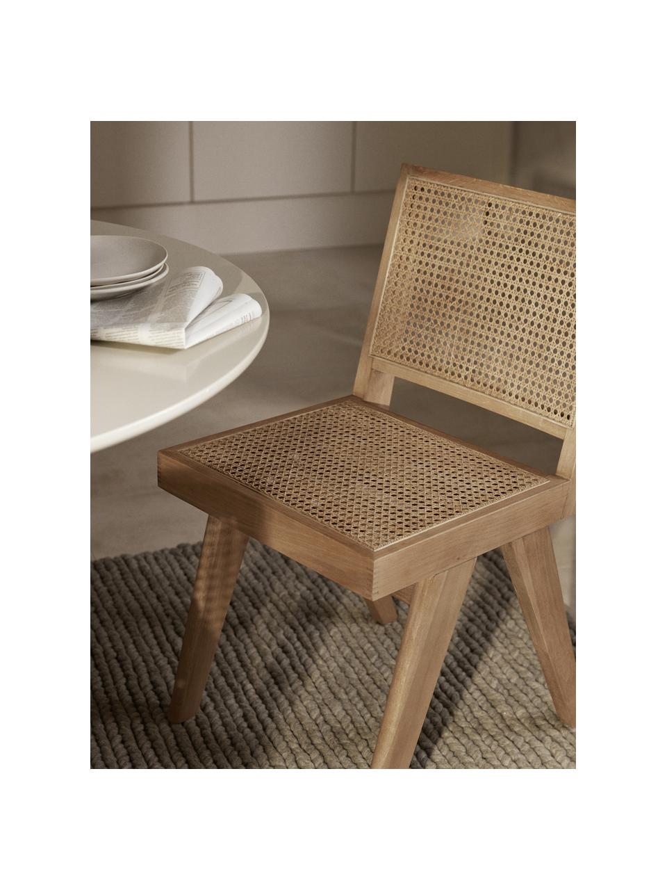 Krzesło z drewna z plecionką wiedeńską Sissi, Stelaż: lite drewno dębowe, Jasne drewno dębowe, jasny beżowy, S 46 x G 56 cm