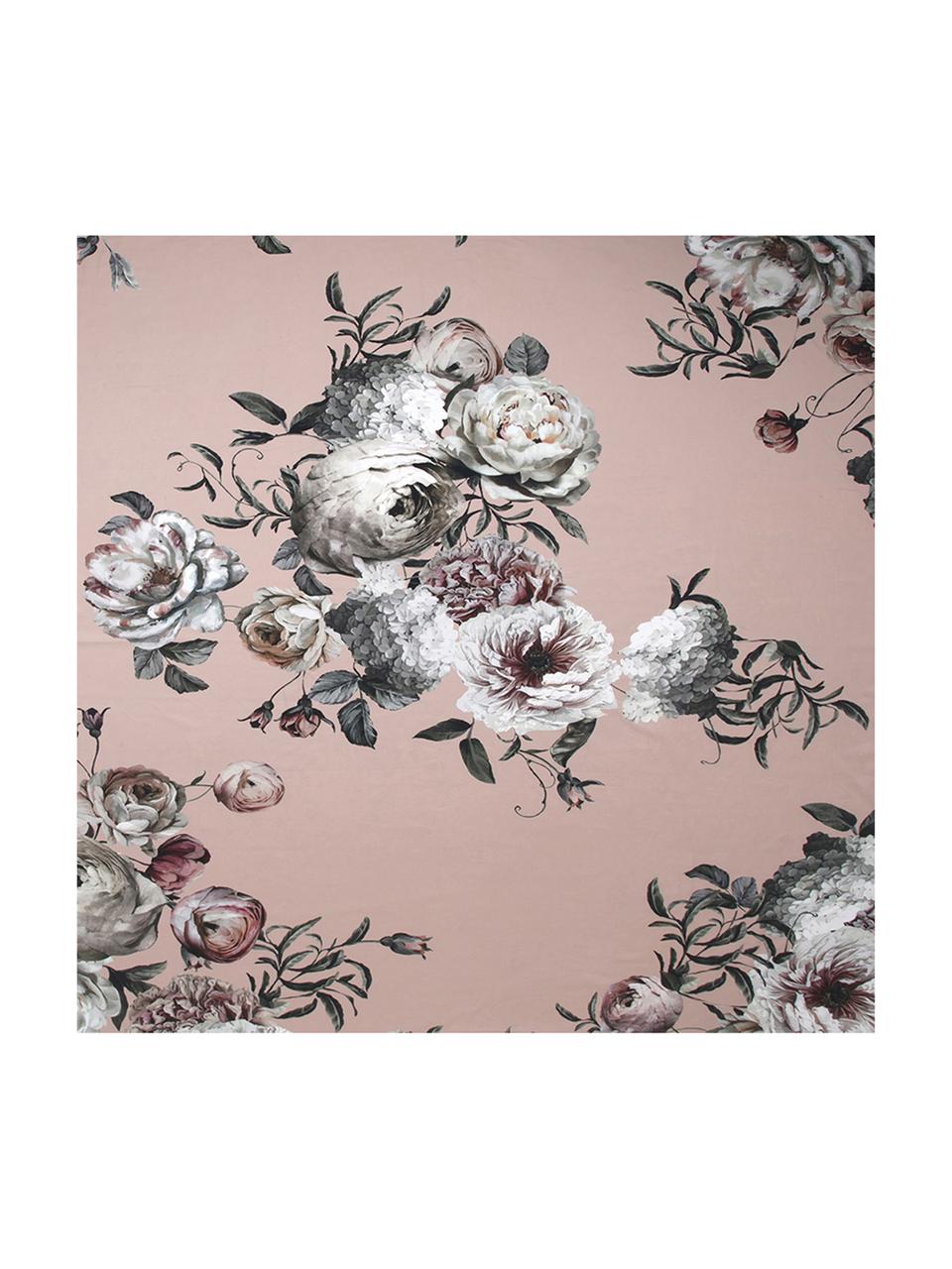 Parure letto in raso di cotone Blossom, Rosa, 240 x 300 cm + 2 federe 50 x 80 cm