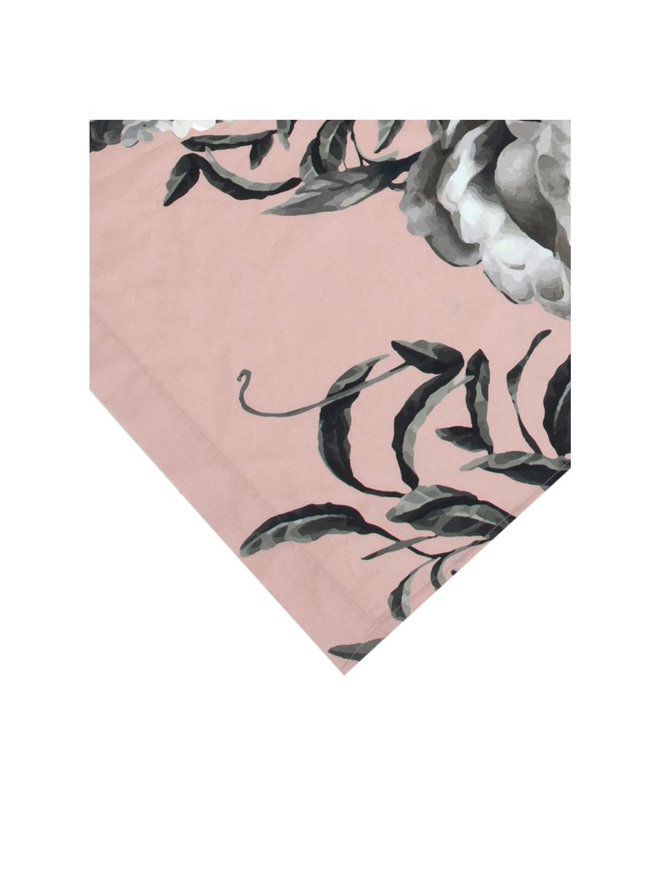Parure letto in raso di cotone Blossom, Rosa, 240 x 300 cm + 2 federe 50 x 80 cm
