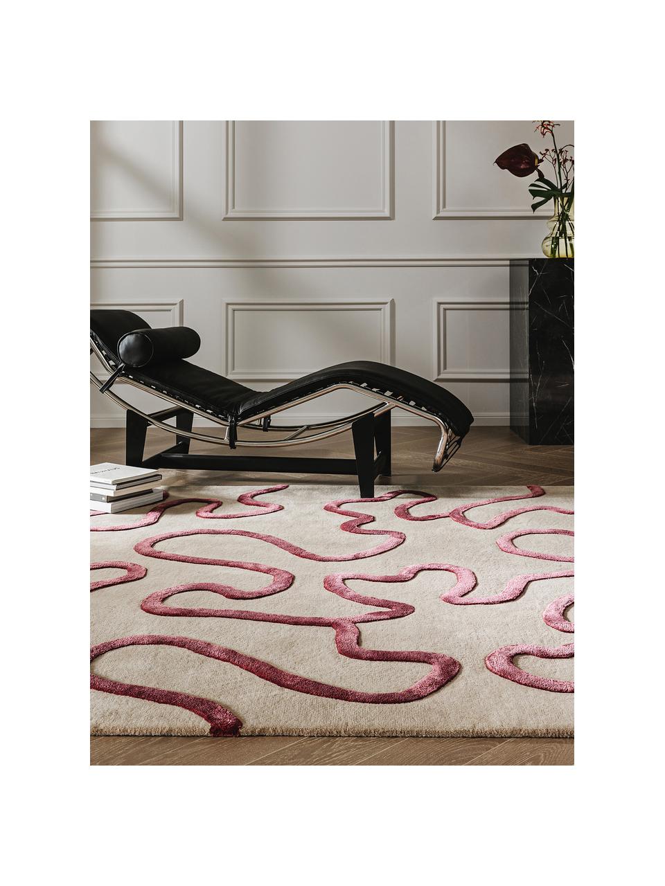 Alfombra artesanal de lana texturizada Keith, 75% lana, 25% lyocell

Las alfombras de lana se pueden aflojar durante las primeras semanas de uso, la pelusa se reduce con el uso diario., Beige, malva, An 160 x L 230 cm (Tamaño M)