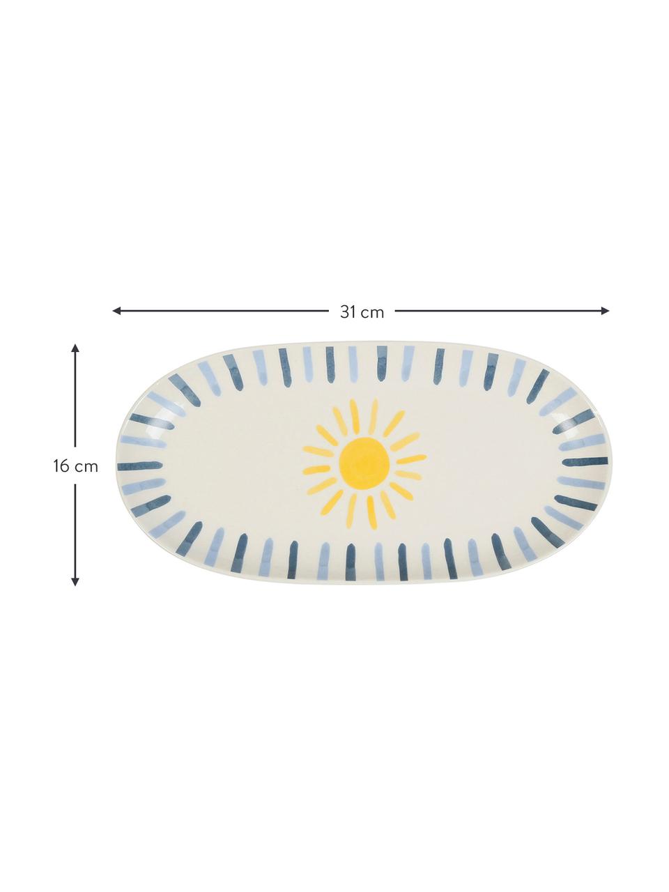 Serveerplateaus Amore, set van 2, Keramiek, Wit, meerkleurig, L 31 x B 16 cm