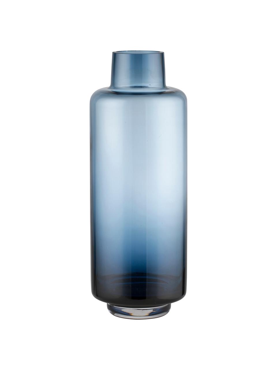 Grote mondgeblazen vaas Hedria in blauw, Glas, Blauw, Ø 11 x H 30 cm