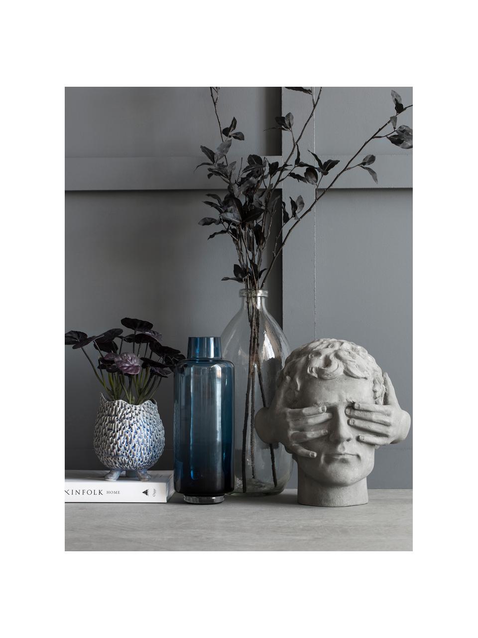 Velká ručně foukaná váza Hedria, Sklo, Modrá, Ø 11 cm, V 30 cm