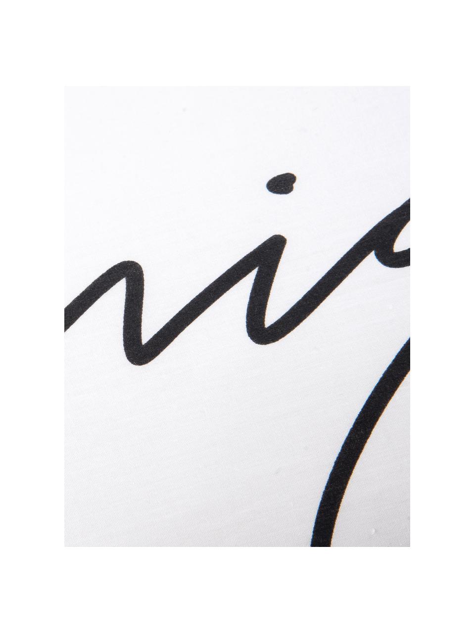 Obliečka na vankúš z bavlneného perkálu s nápisom Writings, 2 ks, Biela, čierna, Š 40 x D 80 cm