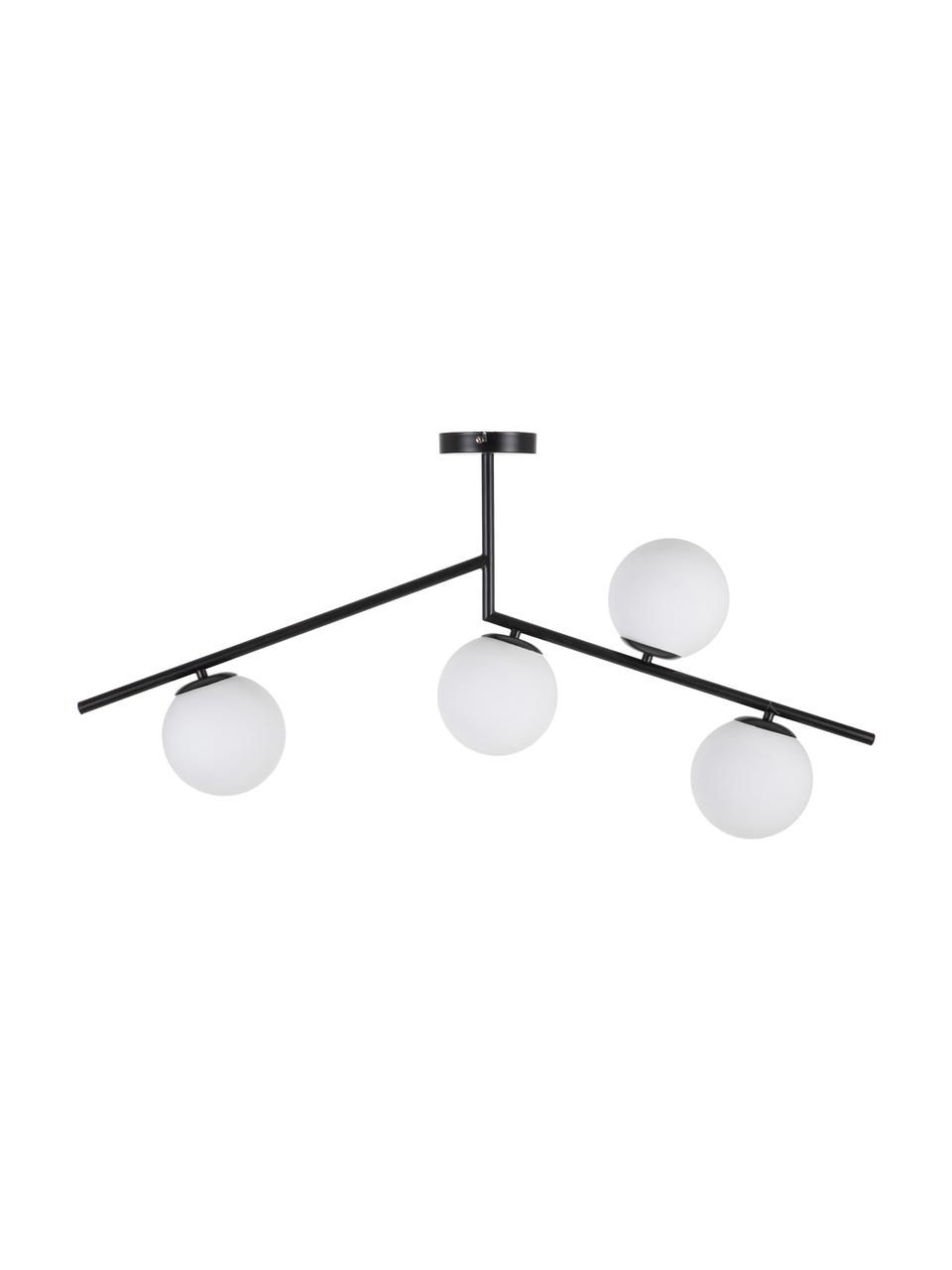 Plafondlamp Spheric, Metaal, glas, Zwart, wit, B 15 x D 98 cm