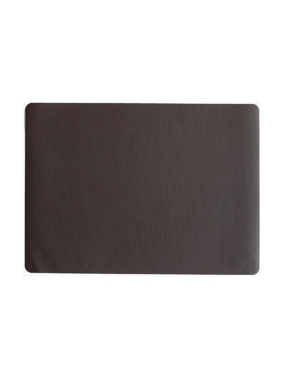 Kunstleren placemats Pik, 2 stuks, Kunstleer (PVC), Donkerbruin, B 33 x L 46 cm