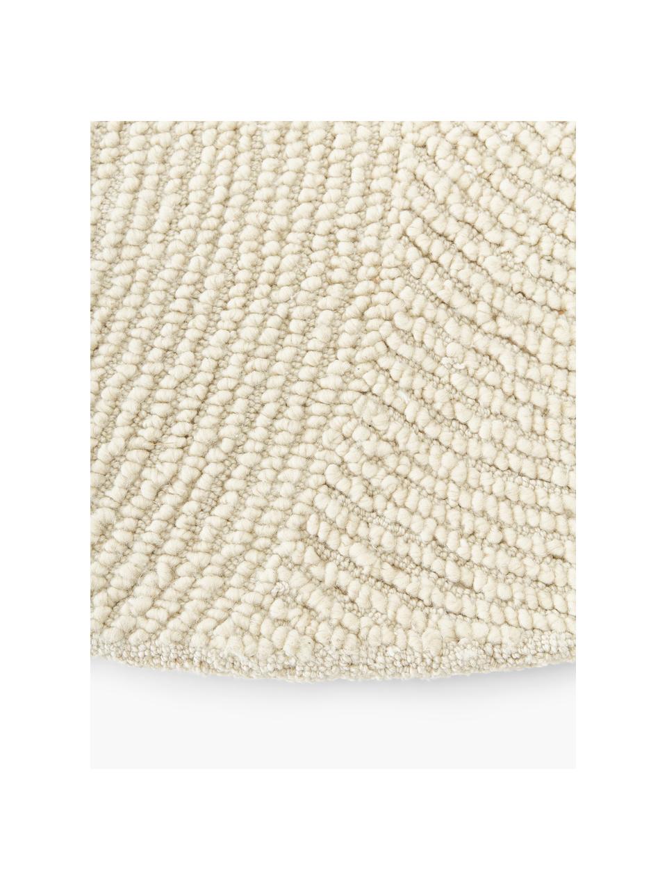 Tappeto rotondo tessuto a mano a pelo corto realizzato con materiali riciclati Eleni, Beige, Ø 120 cm (taglia S)