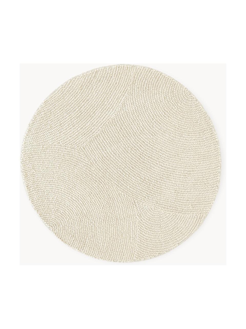 Tapis rond à poils ras tufté main, en matériaux recyclés Eleni, Beige, Ø 150 cm (taille M)