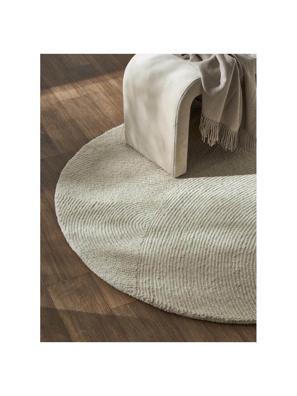 Tapis rond à poils ras tufté main, en matériaux recyclés Eleni, Beige, Ø 150 cm (taille M)