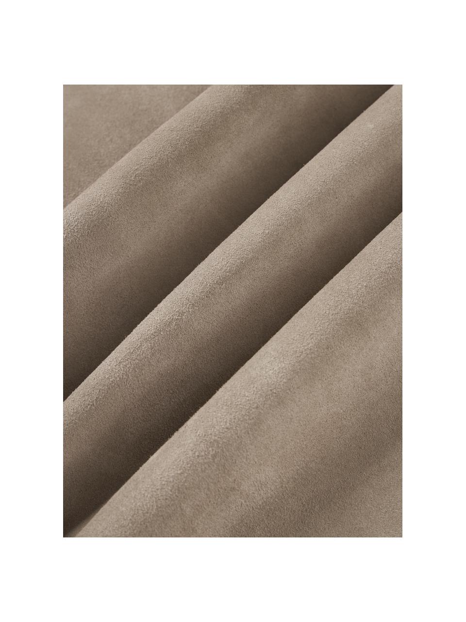 Housse de coussin 50x50 en cuir avec franges Amaia, 100 % cuir, Beige, larg. 50 x long. 50 cm