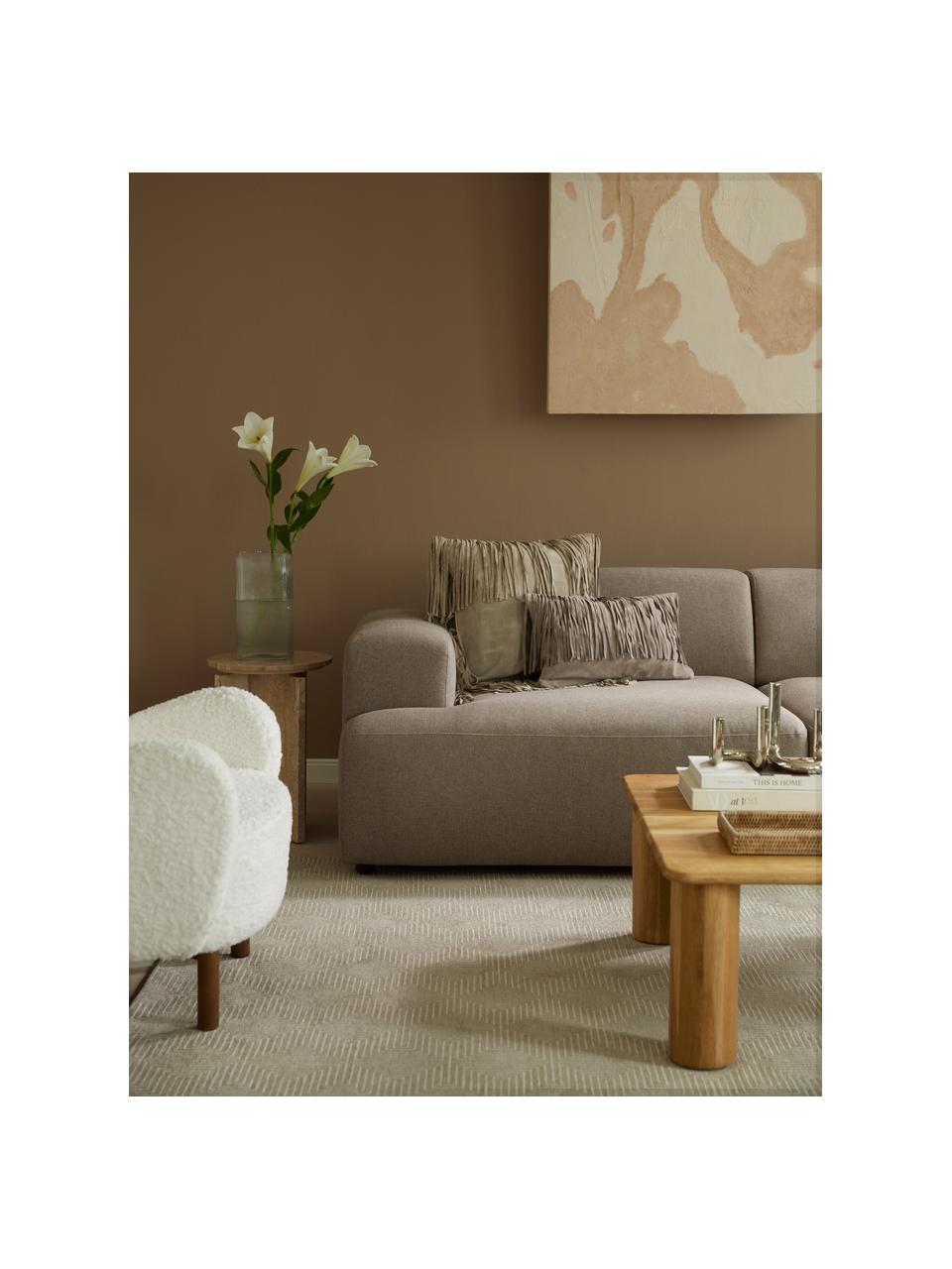 Leren kussenhoes Amaia met franjes, 100% leer, Beige, B 50 x H 50 cm