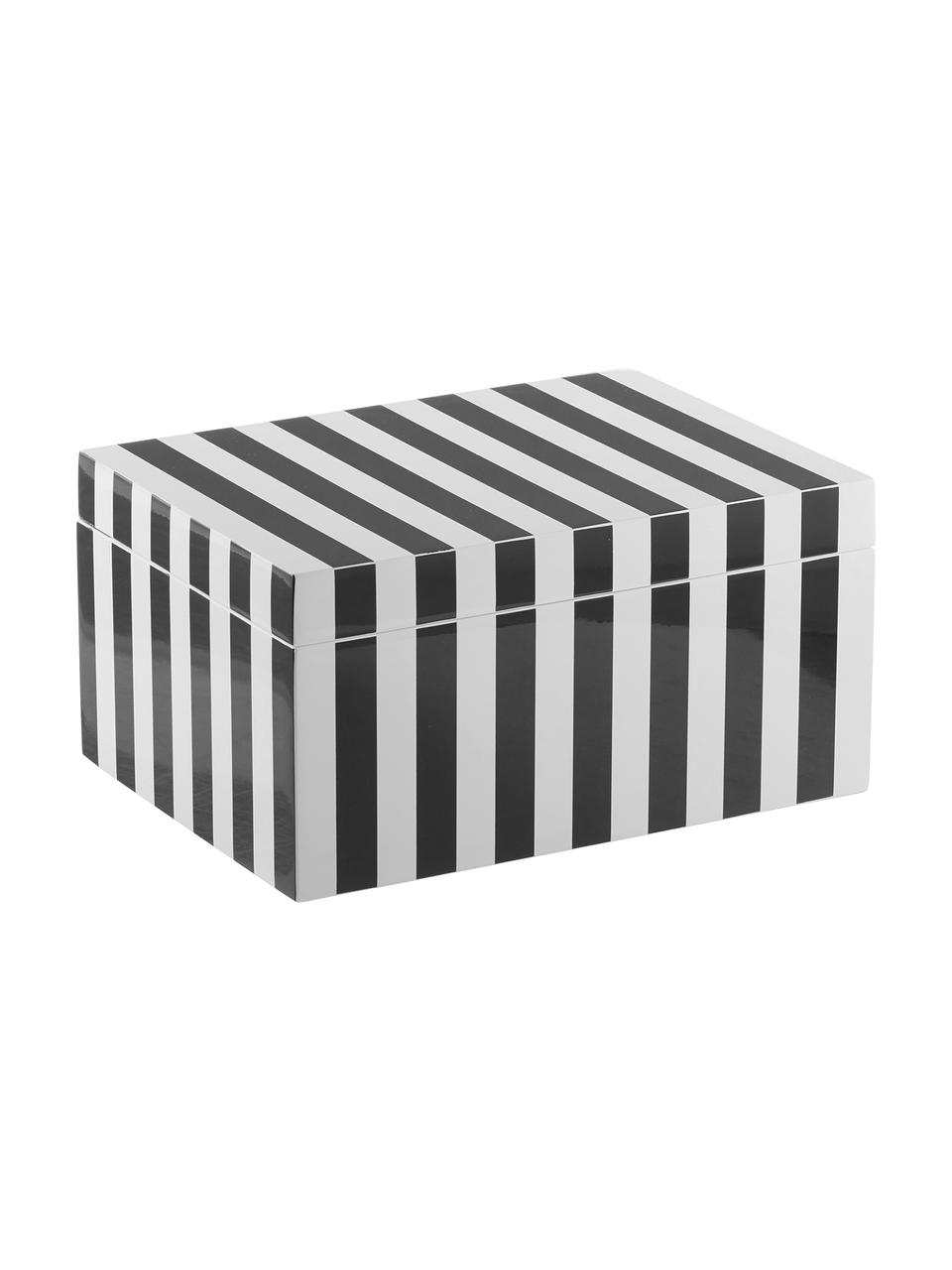 Schmuckbox Taylor mit Spiegel, Kästchen: Mitteldichte Holzfaserpla, Unterseite: Samt zur Schonung der Möb, Schwarz/Weiß gestreift, B 26 x H 13 cm