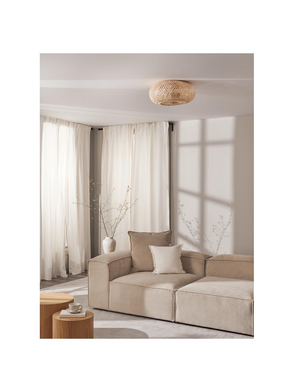Lampa sufitowa z włókna bambusowego Evelyn, Jasny brązowy, odcienie złotego, Ø 50 x W 20 cm