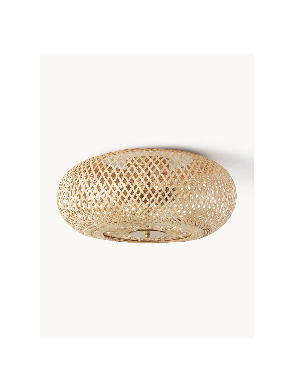 Lampa sufitowa z włókna bambusowego Evelyn, Jasny beżowy, Ø 50 x W 20 cm