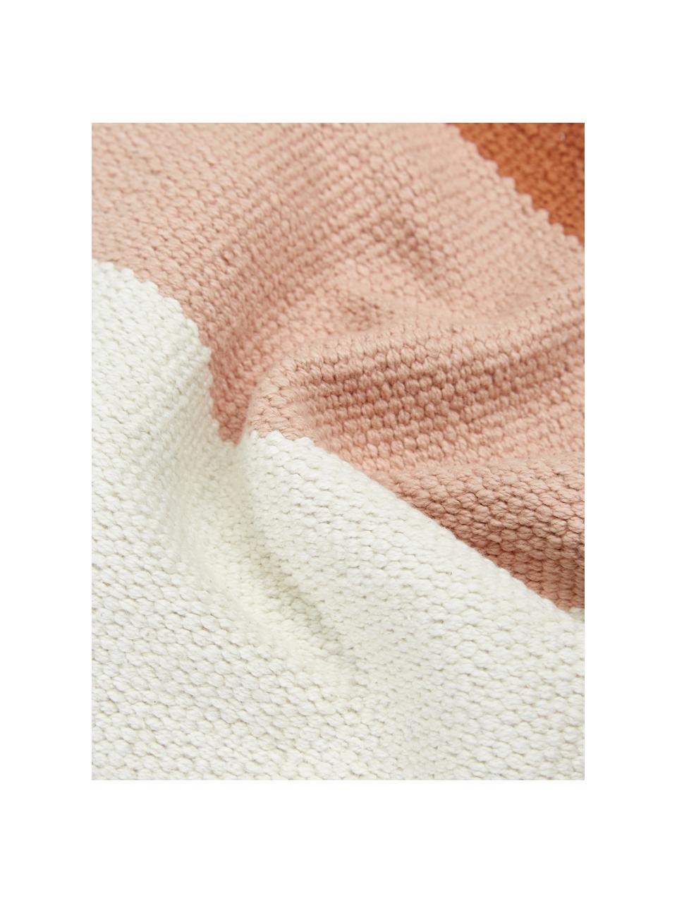 Ručně tkaný povlak na polštář s proužky Lopes, 100 % bavlna, Oranžová, růžová, bílá, Š 45 cm, D 45 cm