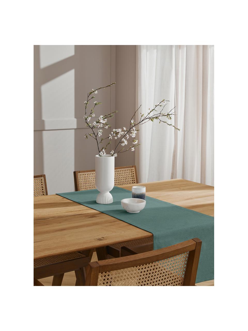 Chemin de table Riva, 55 % coton, 45 % polyester

Le matériau est certifié STANDARD 100 OEKO-TEX®, 14.HIN.40536, HOHENSTEIN HTTI, Bleu pétrole, larg. 40 x long. 150 cm