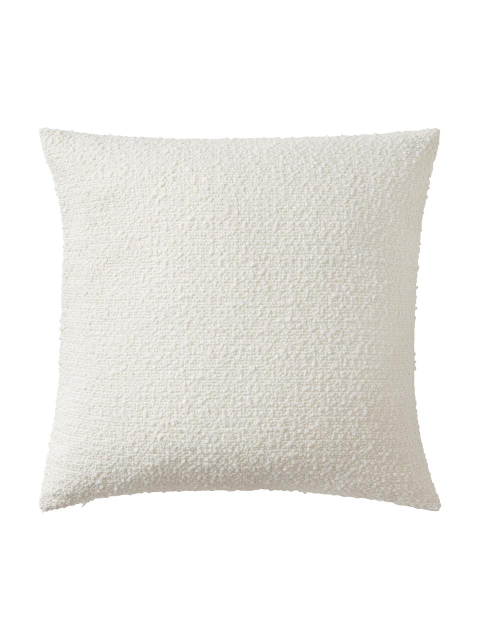 Housse de coussin 50x50 tissu bouclé blanc Coda, 97 % polyester, 3 % acrylique, Blanc, larg. 50 x long. 50 cm