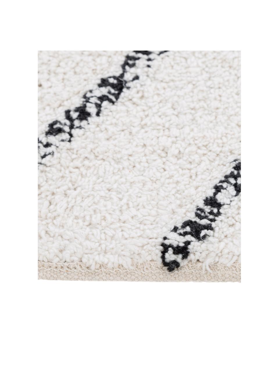 Baumwollteppich Firre mit Boho-Muster, 95% Baumwolle, 5% andere Faser, Gebrochenes Weiss, Schwarz, B 200 x L 300 cm (Grösse L)