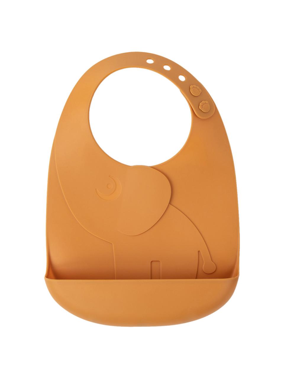 Siliconen slabbetje Peekaboo, 2-delig, 100% siliconen van voedingskwaliteit, Bruin, oranje, B 19 x H 27 cm