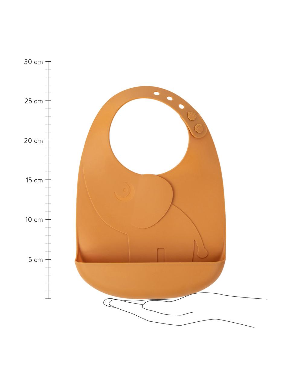 Set de baberos de silicona Peekaboo, 2 uds., 100% silicona, Marrón, naranja, An 19 x L 27 cm