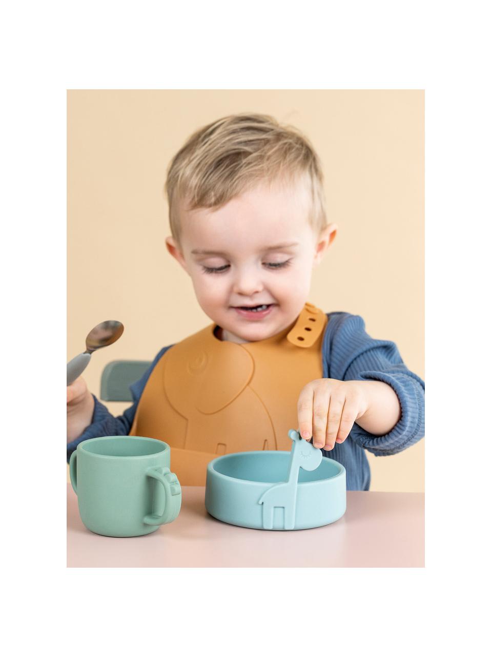 Set de baberos de silicona Peekaboo, 2 uds., 100% silicona de calidad alimentaria, Marrón, naranja, An 19 x L 27 cm