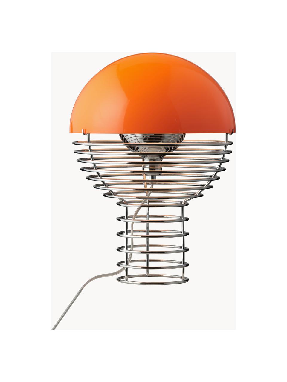 Design tafellamp Wire, Decoratie: polyacryl, Chroomkleurig, oranje, Ø 30 x H 42 cm