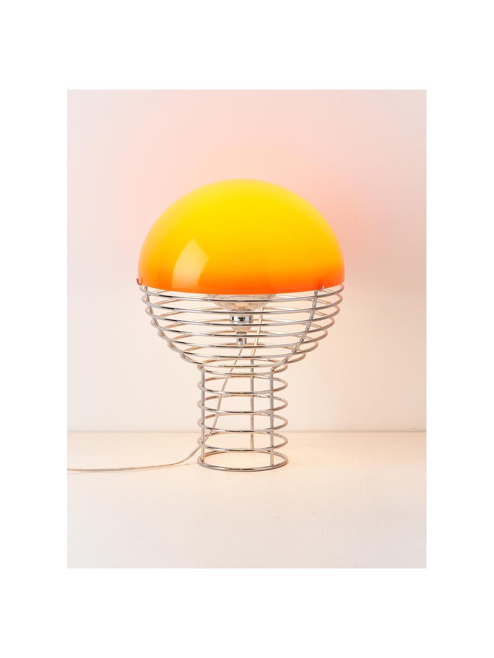 Tischlampe Wire, Design Verner Panton, Dekor: Polyacryl, Silberfarben, Orange, Ø 30 x H 42 cm