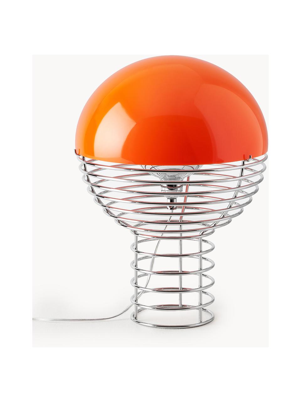 Tischlampe Wire, Design Verner Panton, Dekor: Polyacryl, Silberfarben, Orange, Ø 30 x H 42 cm