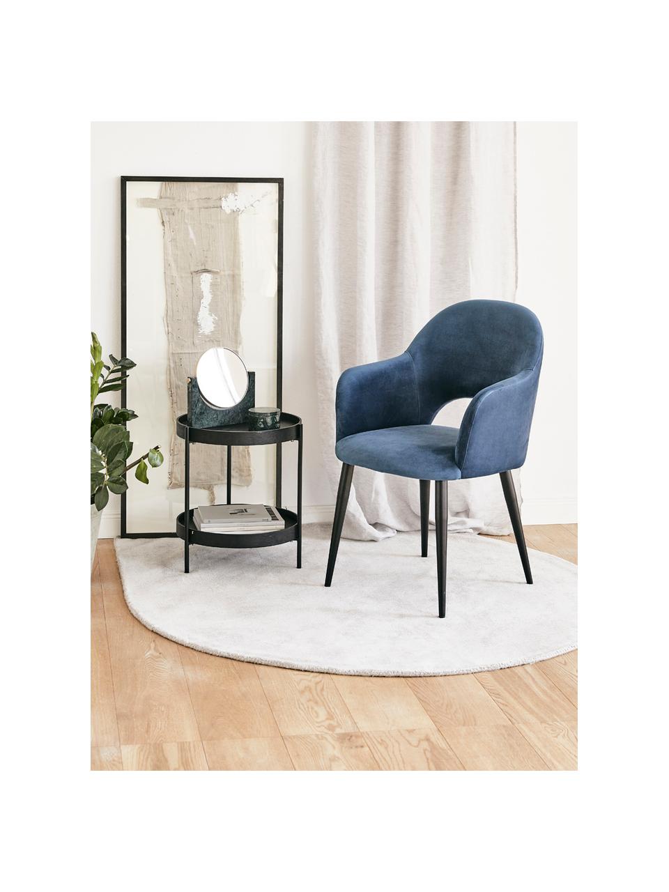 Sametová židle s područkami Rachel, Tmavě modrá, Š 55 cm, H 65 cm