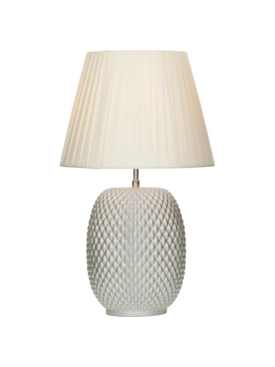 Lampada da tavolo in vetro Cornelia, Paralume: poliestere, Base della lampada: vetro, Bianco perla, bianco, Ø 25 x Alt. 42 cm