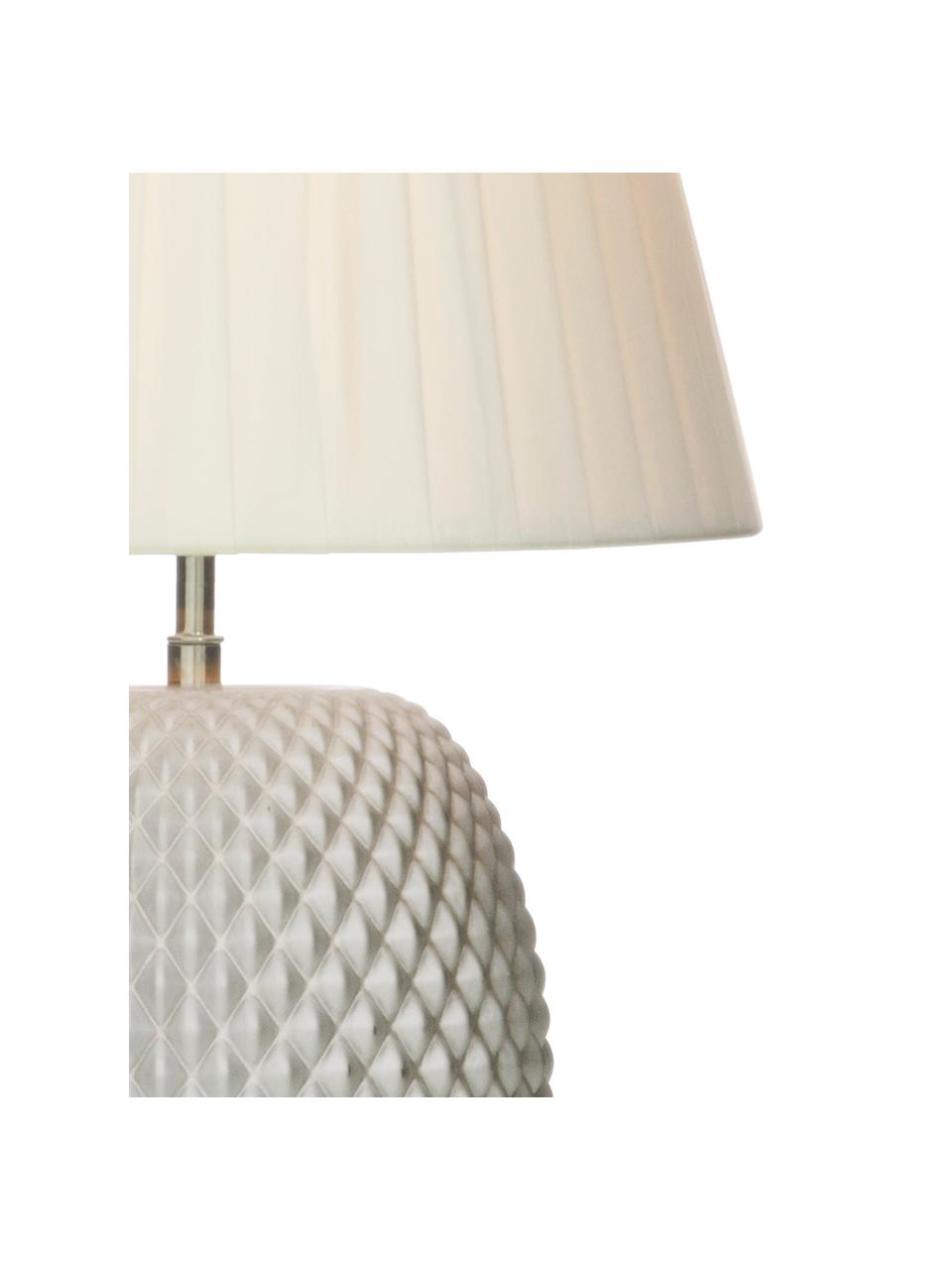 Skleněná stolní lampa Cornelia, Sklo, polyester, Perleťově bílá, bílá, Ø 25 cm, V 42 cm