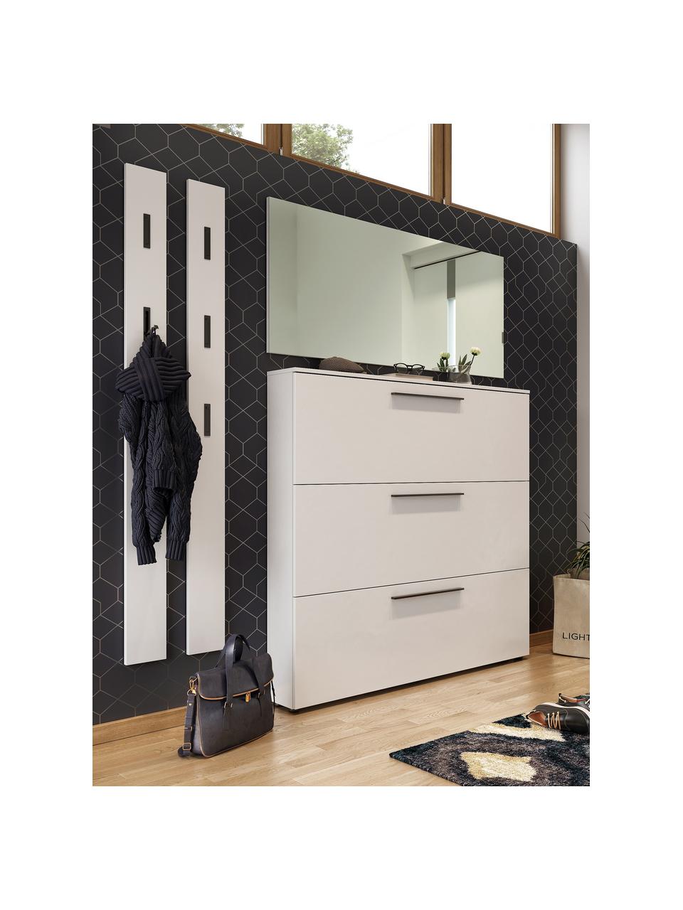 Schuhschrank Dallas mit Klappfächern, Griffe: Metall, pulverbeschichtet, Weiss, B 140 x H 129 cm